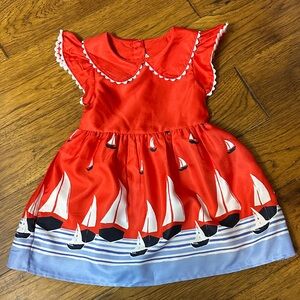 Red  Natical Sailboat Print Dress